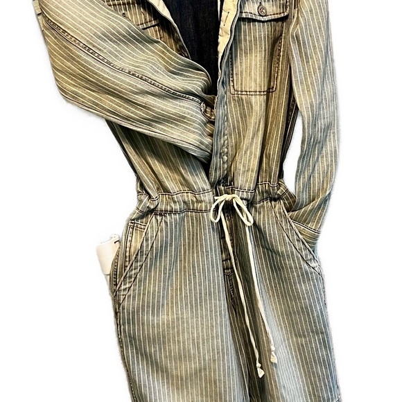 FREE PEOPLE DENIM STRIPE JUMPSUIT - Picture 6 of 7